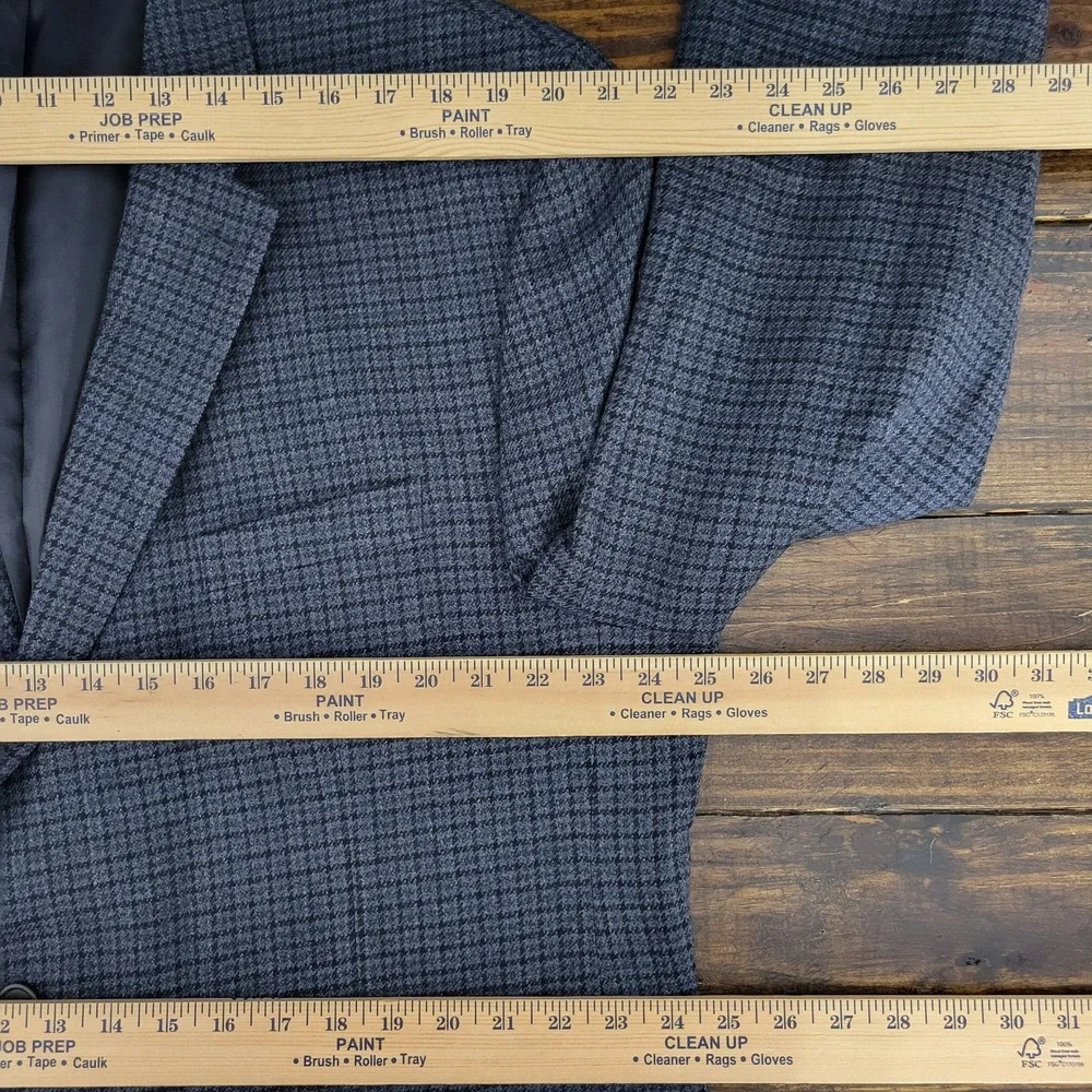 Chaps‎ Men's Sport Coat Blazer Two Button Flannel Navy Blue Wool Size 50R